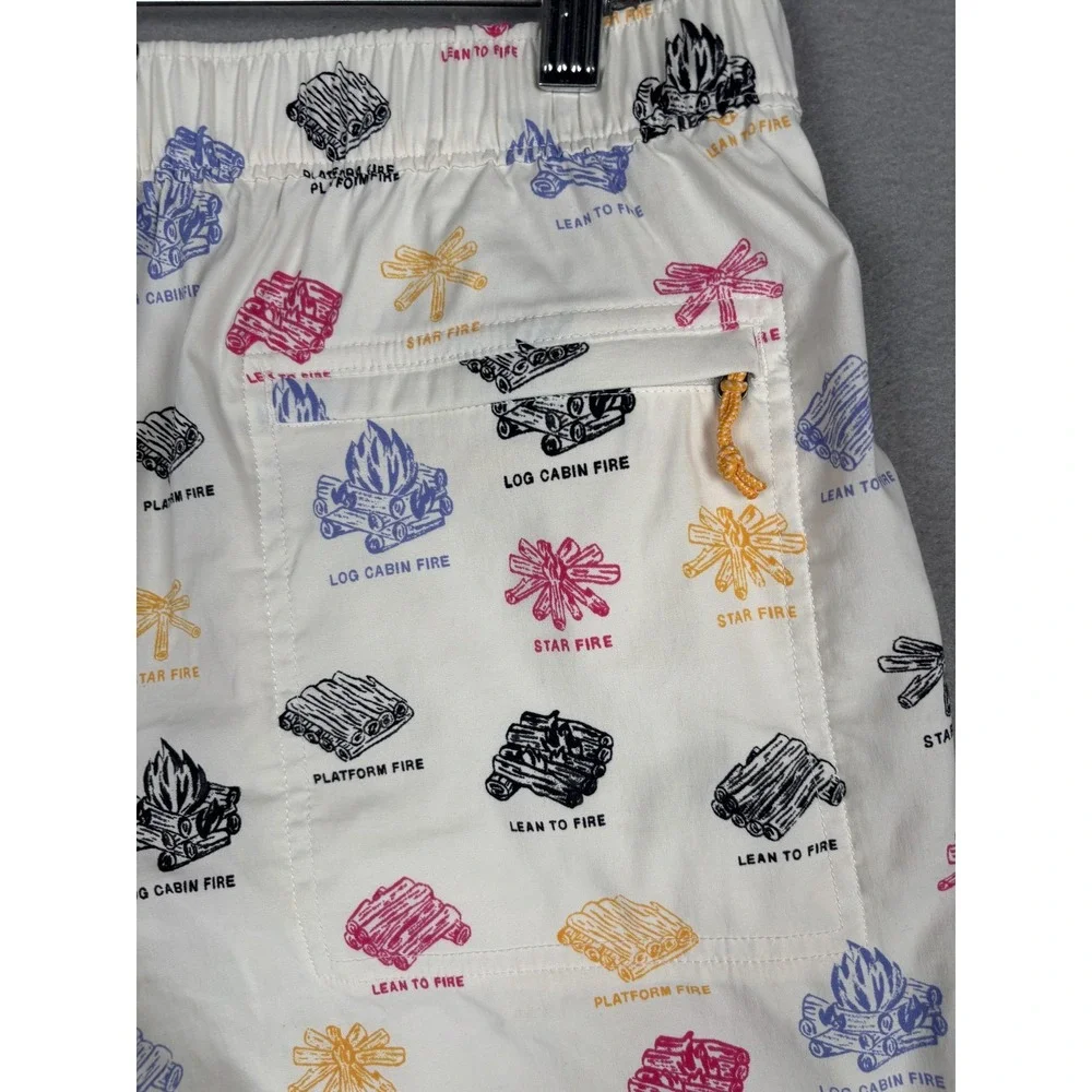 The North Face Swim Trunks Shorts Mens Medium White Campfire Print Camping Beach